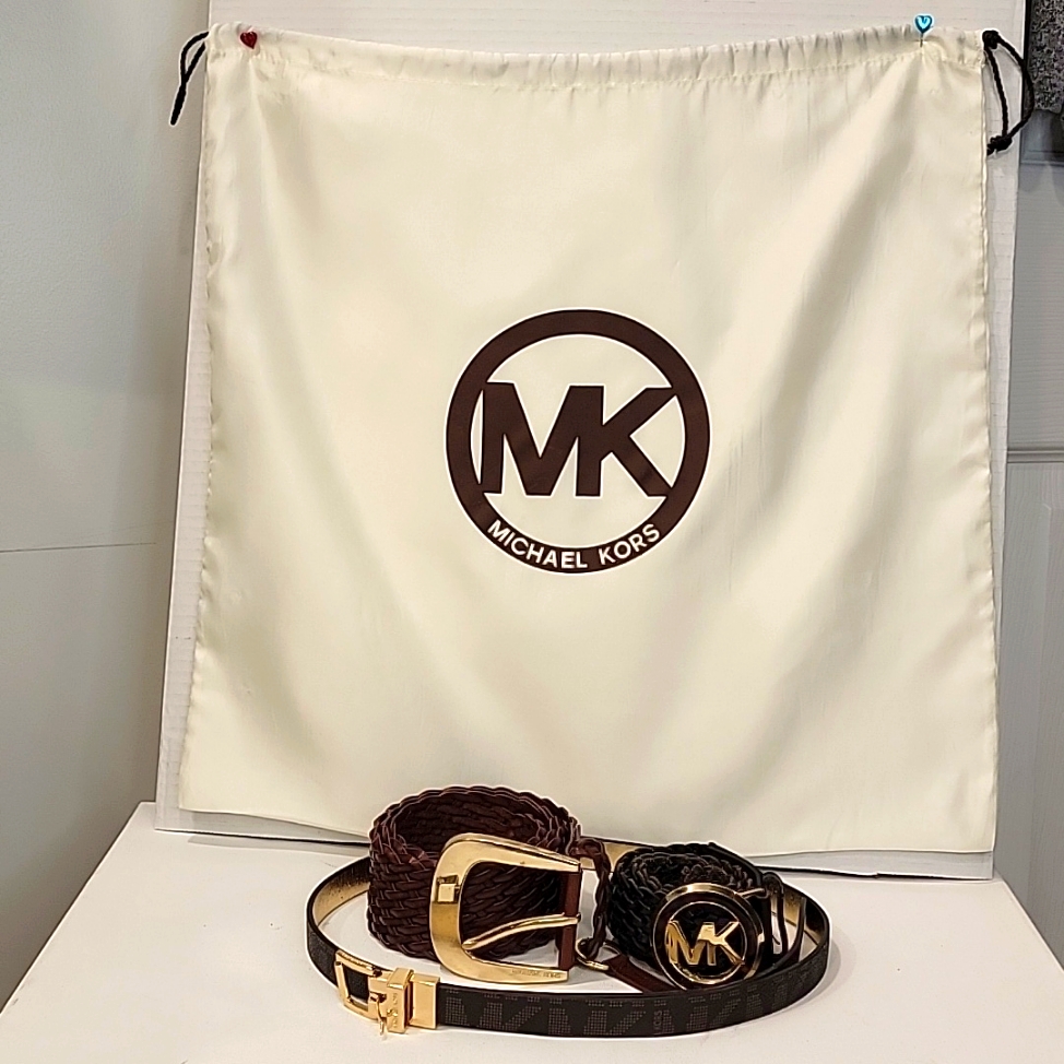 HP Bundle Michael Kors signature ladies belts all three Michael Kors Womens Belt, Signature Logo Wide Belt - Black  main image 2